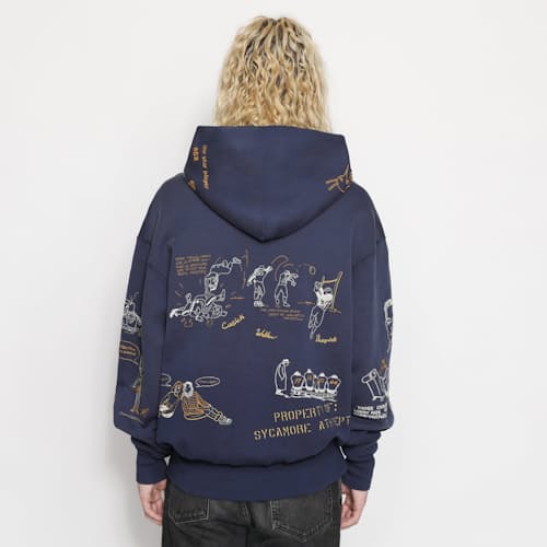 on model image of Varsity Hoodie