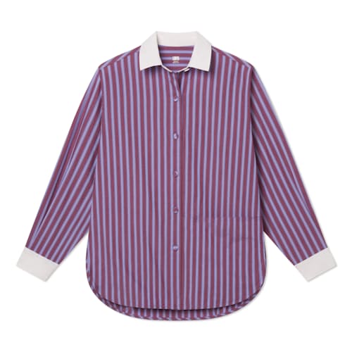 laydown image of Women's Airy Cotton Cured Hem Long Sleeve Short Set