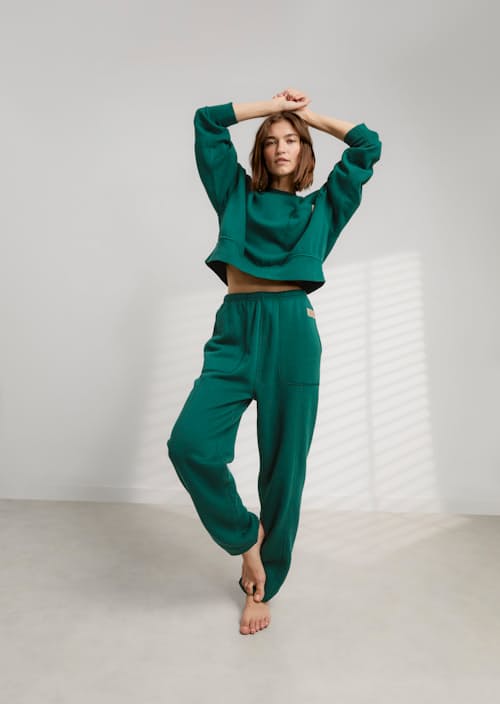 on model image of Women's Silksweats Reversible Seamed Jogger