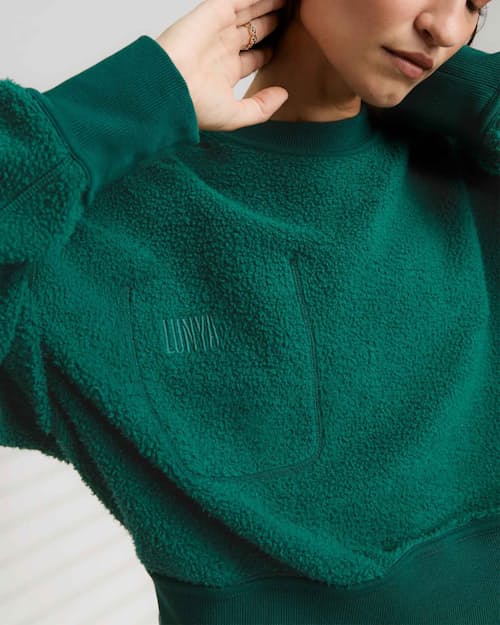 on model image of Women's Silksweats Reversible Seamed Sweatshirt