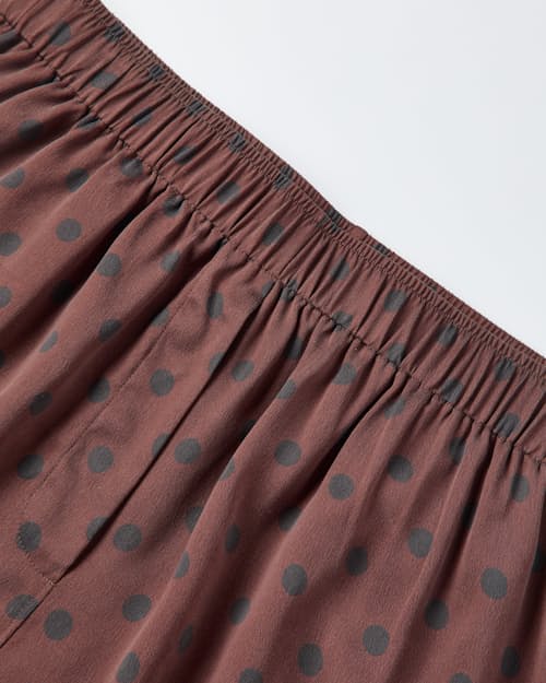 laydown detail image of Women's Washable Silk Button Up Long Sleeve Short Set