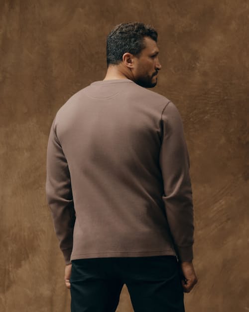 on model image of Waffle Knit Thermal Crewneck