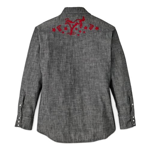 laydown image of Women's Embroidered Chambray Shirt
