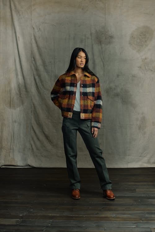 on model image of Women's Blanket Wool Jacket