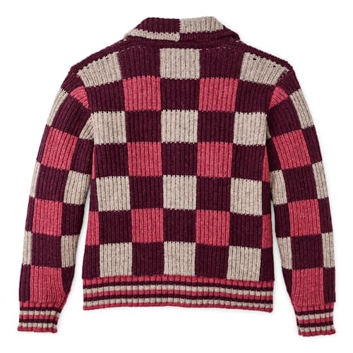 laydown image of Women's Checked Wool Cardigan