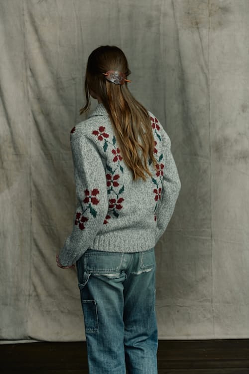 on model image of Women's Zippered Wool Sweater