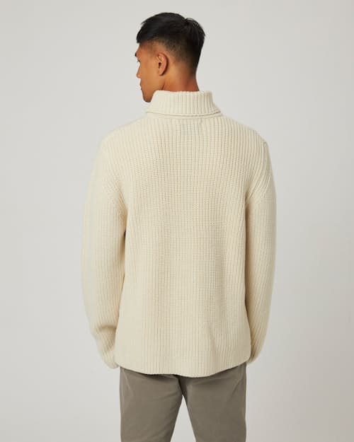 on model image of Wilkinson Turtleneck Sweater