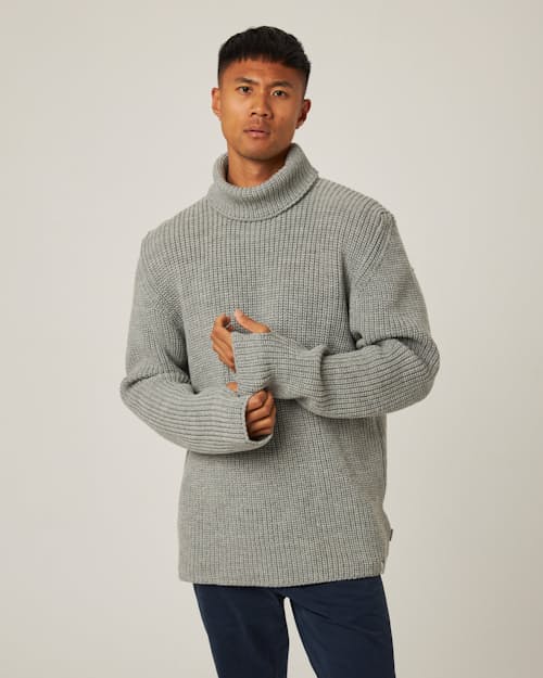 on model image of Wilkinson Turtleneck Sweater