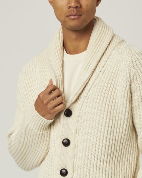 on model image of Wilkinson Cardigan