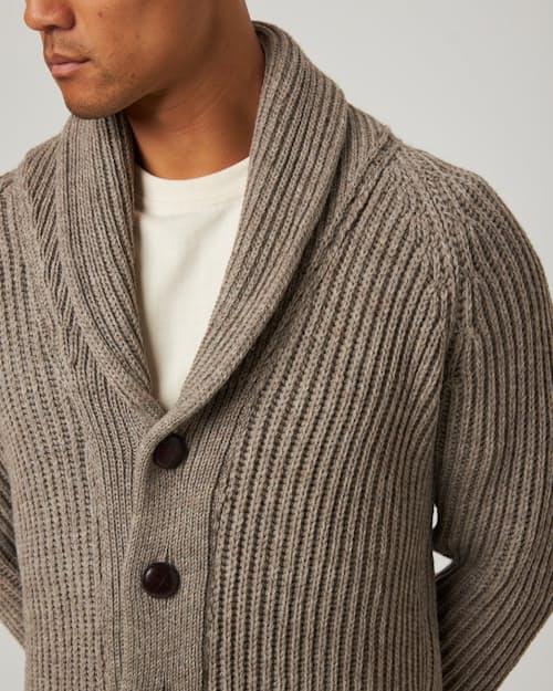 on model image of Wilkinson Cardigan