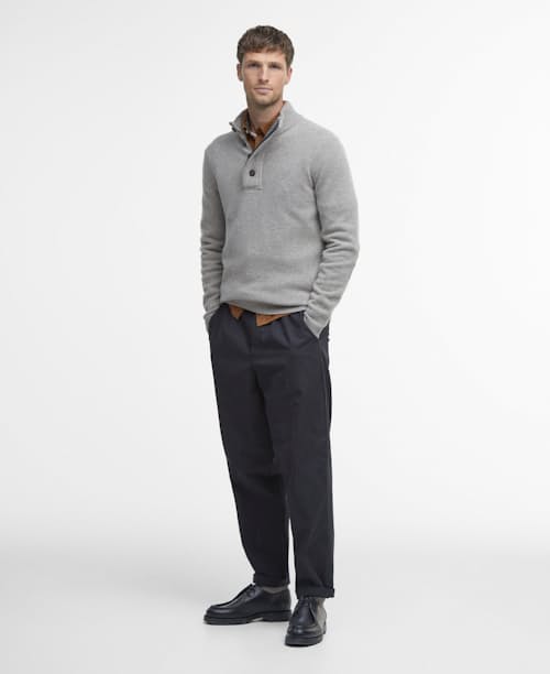 on model image of Essential Patch Half Zip Sweater