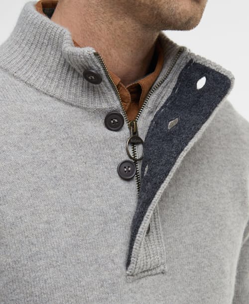 on model image of Essential Patch Half Zip Sweater