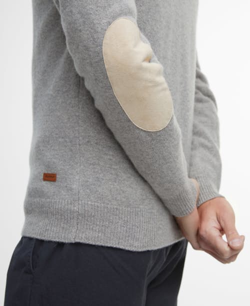 on model image of Essential Patch Half Zip Sweater