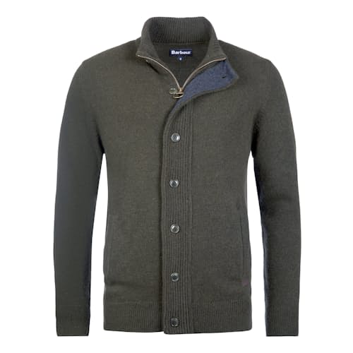 laydown image of Essential Patch Zip Through Knitted Jumper