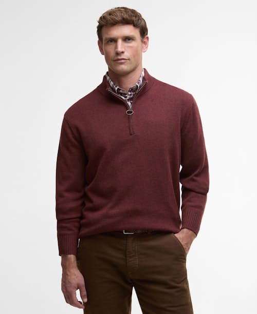 on model image of Kelson Half Zip Knitted Jumper