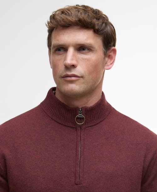 on model image of Kelson Half Zip Knitted Jumper