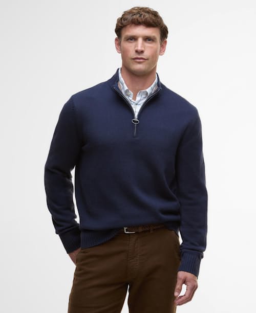 on model image of Kelson Half Zip Knitted Jumper
