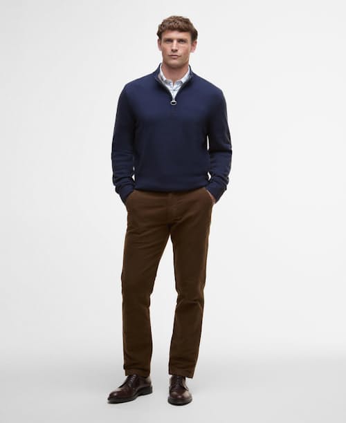 on model image of Kelson Half Zip Knitted Jumper