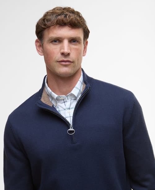 on model image of Kelson Half Zip Knitted Jumper