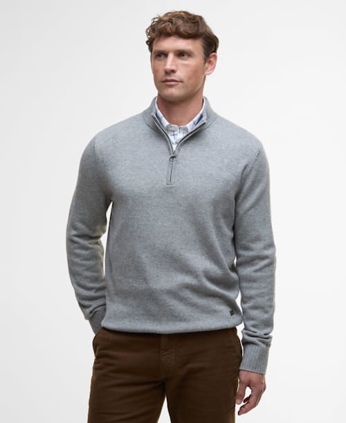 on model image of Kelson Half Zip Knitted Jumper
