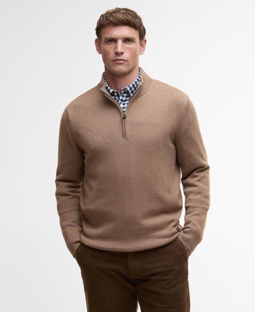 on model image of Kelson Half Zip Knitted Jumper