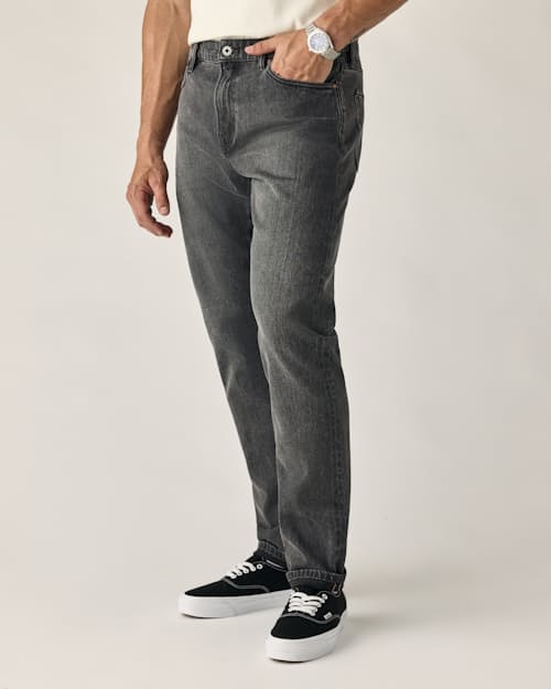 on model image of Stretch Selvedge Denim - HB Athletic Tapered
