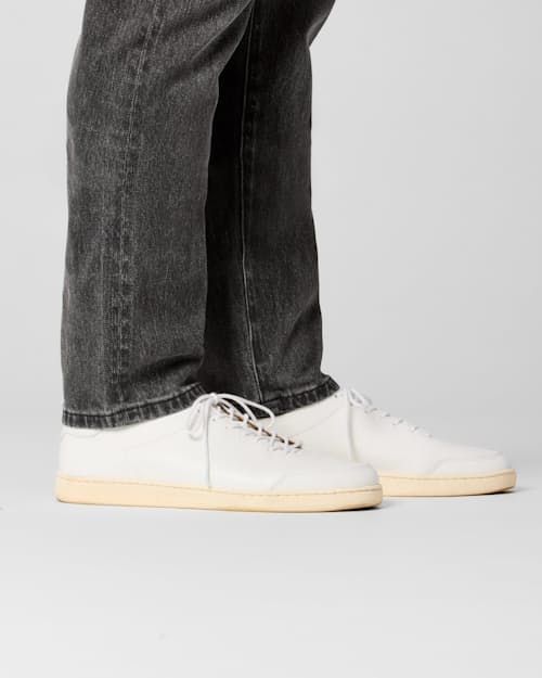 on model image of Stretch Selvedge Denim - HB Athletic Tapered
