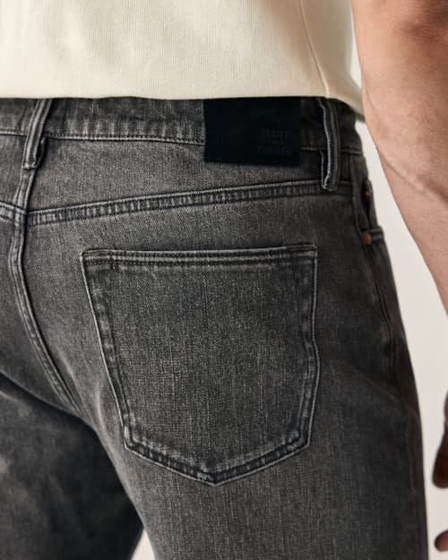 on model image of Stretch Selvedge Denim - HB Athletic Tapered