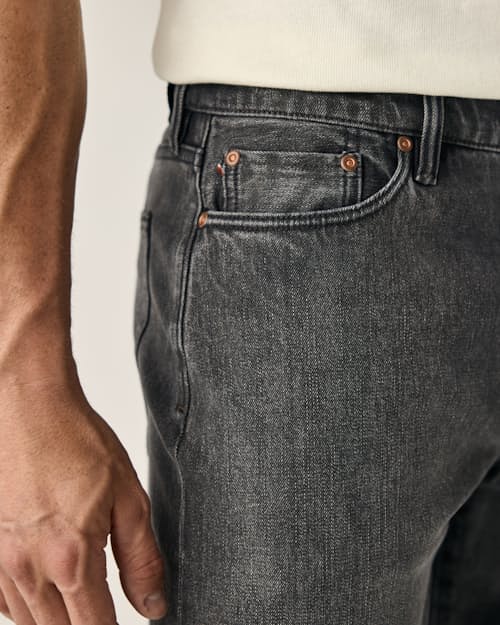 on model image of Stretch Selvedge Denim - HB Athletic Tapered