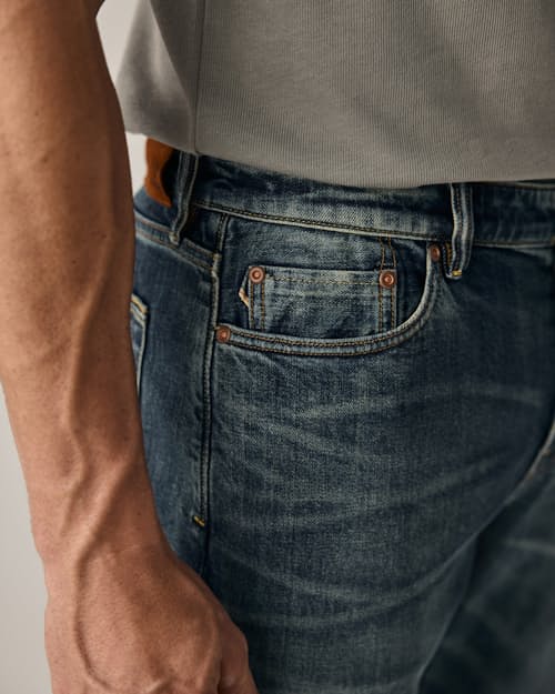 on model image of Stretch Selvedge Denim - HB Straight