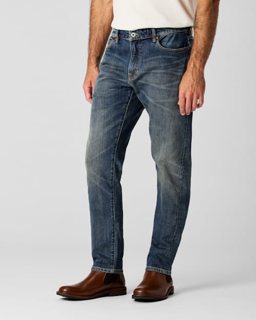 on model image of Stretch Selvedge Denim - HB Slim