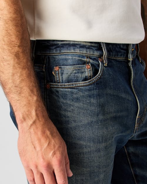 on model image of Stretch Selvedge Denim - HB Slim