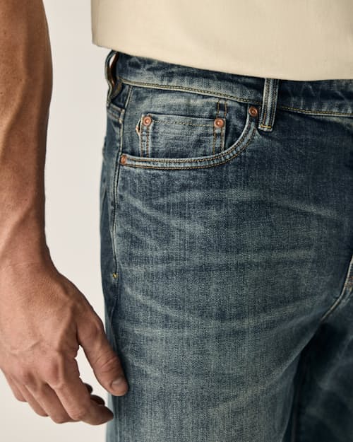on model image of Stretch Selvedge Denim - HB Classic