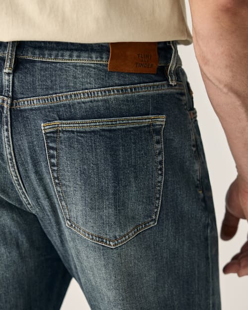 on model image of Stretch Selvedge Denim - HB Classic