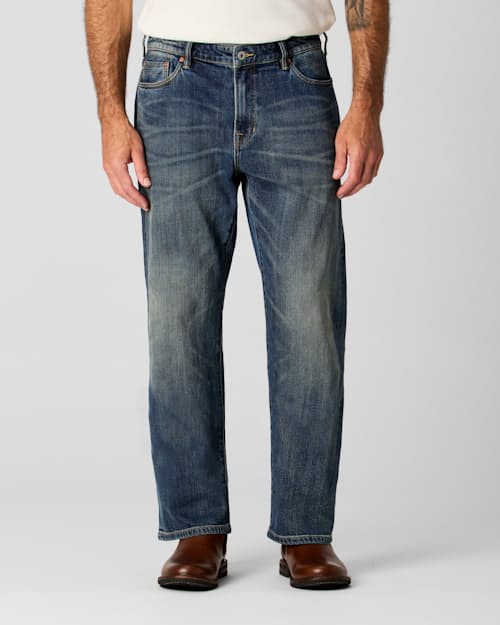 on model image of Stretch Selvedge Denim - HB Classic