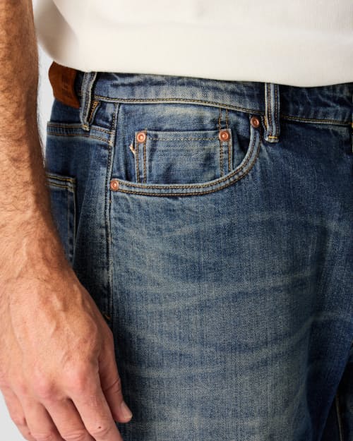 on model image of Stretch Selvedge Denim - HB Classic