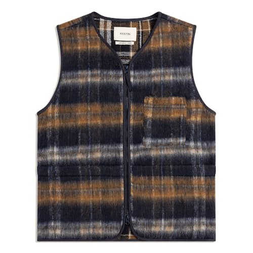 laydown image of Bute Vest Check Brushed Wool
