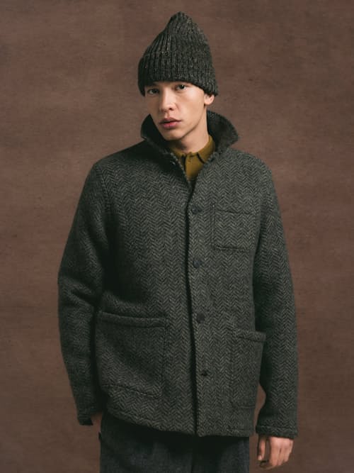 on model image of Ormiston Herringbone Wool Jacket