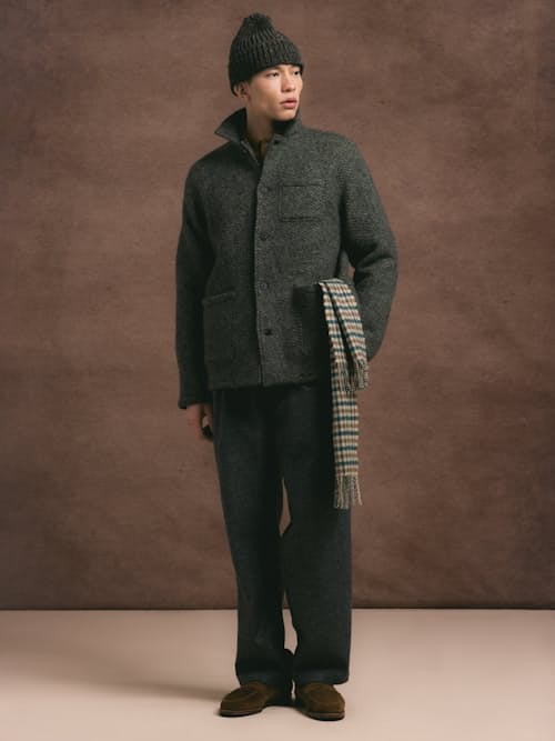 on model image of Ormiston Herringbone Wool Jacket