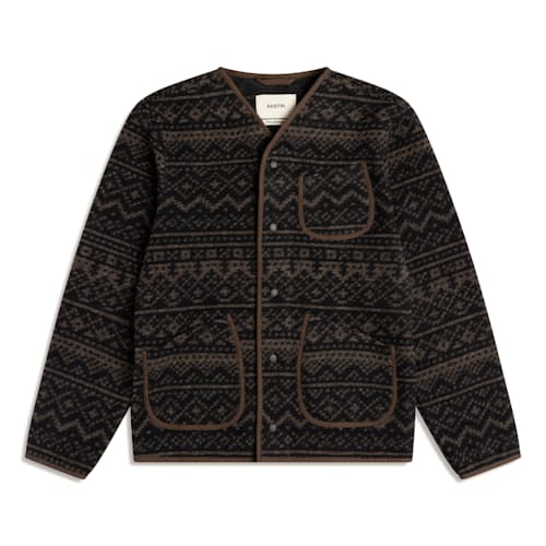 laydown image of Neist Herringbone Wool Cardigan