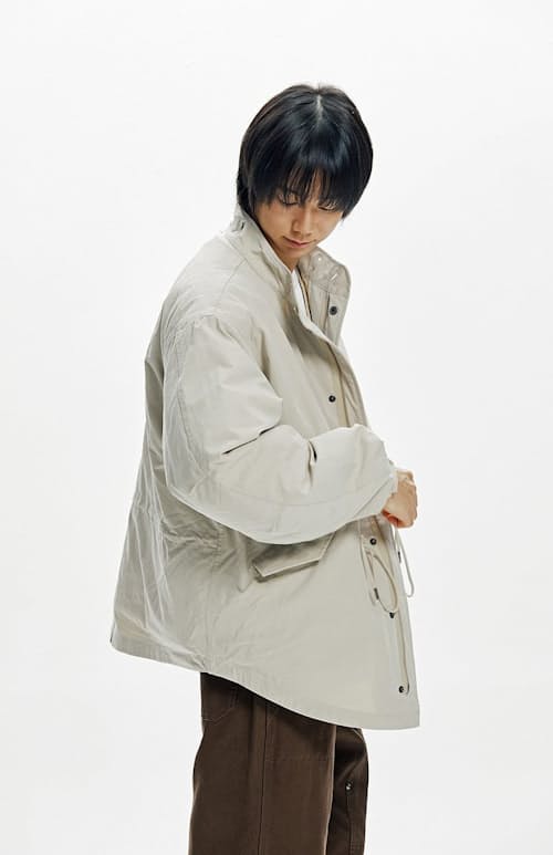 on model image of Oscar Fishtail Jacket