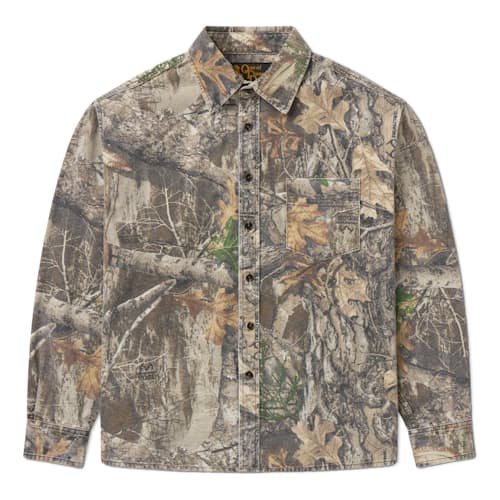 laydown image of Camo Button Down