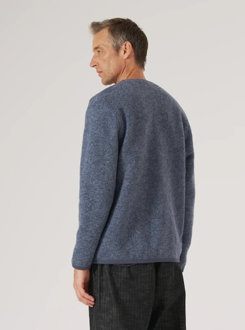 on model image of Wool Fleece Cardigan