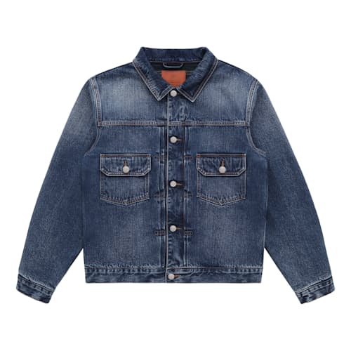 laydown image of Wayfarer Wool Blanket-Lined Denim Trucker