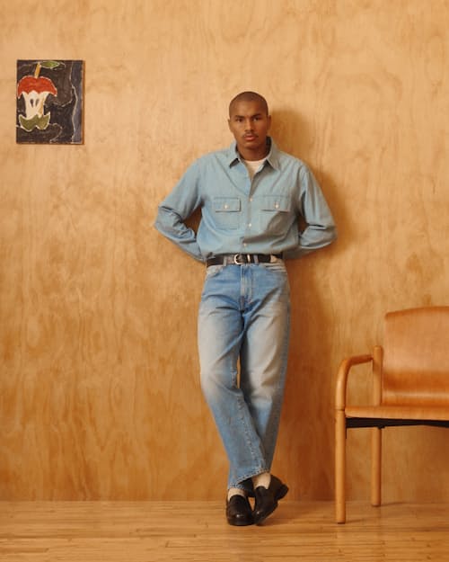 on model image of Pacific Denim Shirt