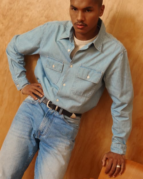 on model image of Pacific Denim Shirt