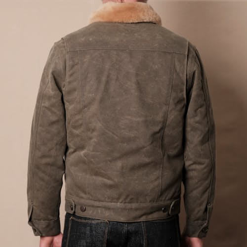 on model image of RJ-2 Waxed Canvas Jacket