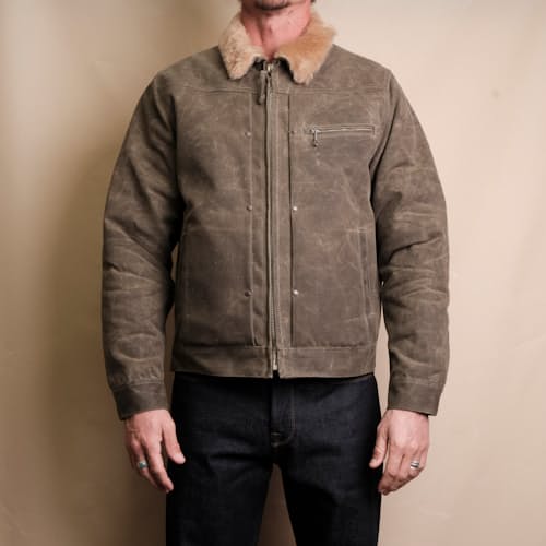 on model image of RJ-2 Waxed Canvas Jacket