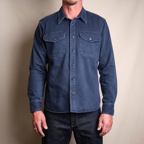 on model image of Japanese Twill Utility Shirt