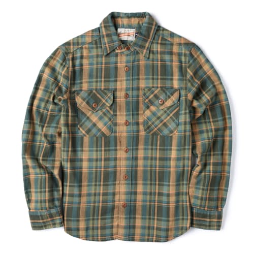 laydown image of Wells Japanese Woven Plaid Shirt